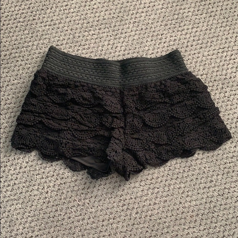 Black crochet shorts